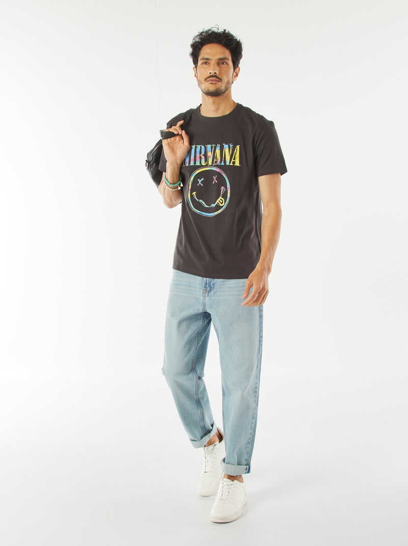 T-shirt imprimé 'Nirvana' manches courtes NOIR - Kiabi