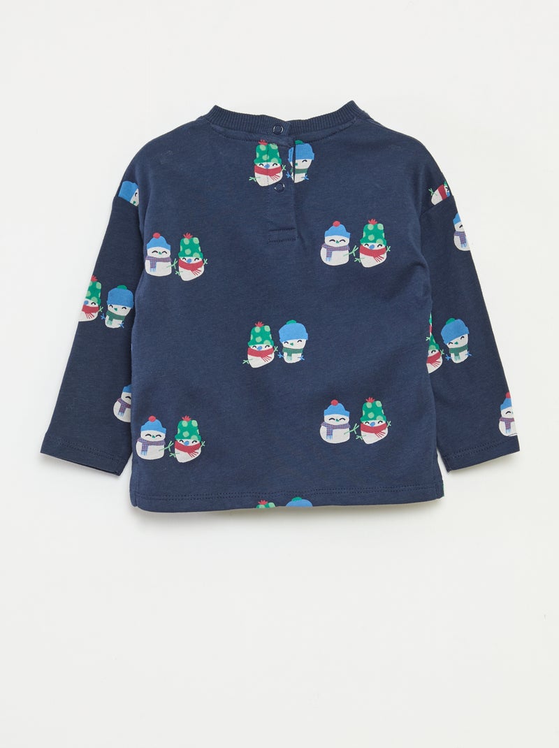 T-shirt imprimé Noël en coton Bleu - Kiabi