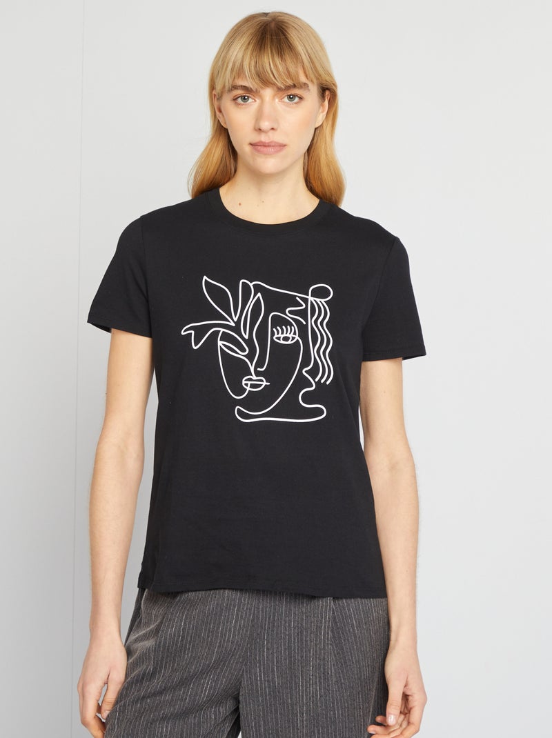 T-shirt imprimé Noir - Kiabi