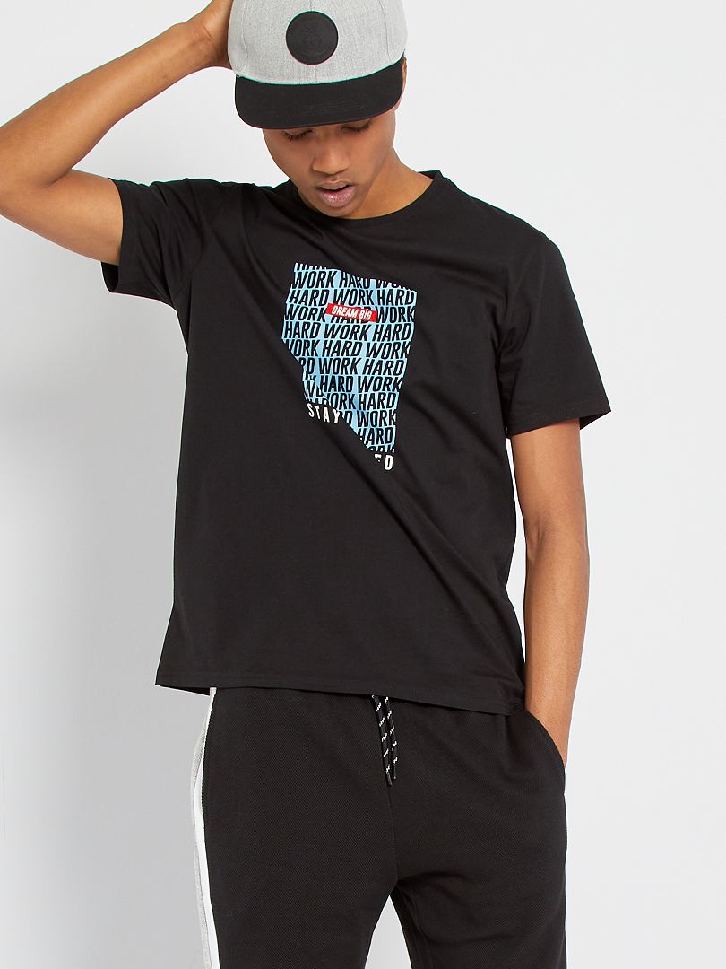 T-shirt imprimé noir - Kiabi