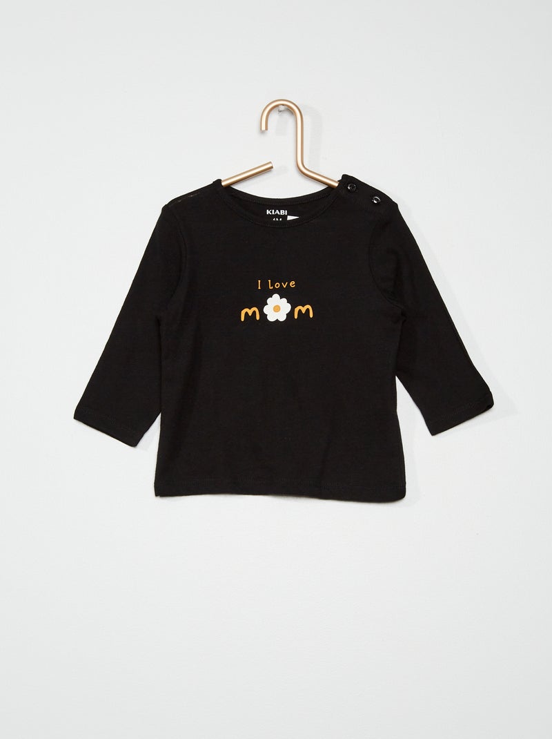 T-shirt imprimé noir - Kiabi