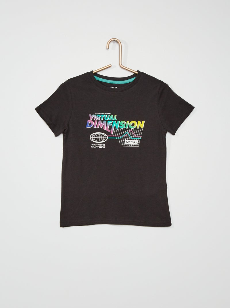 T-shirt imprimé noir - Kiabi