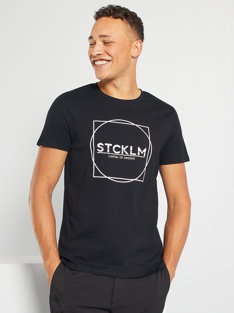 T-shirt imprimé noir/stockholm - Kiabi