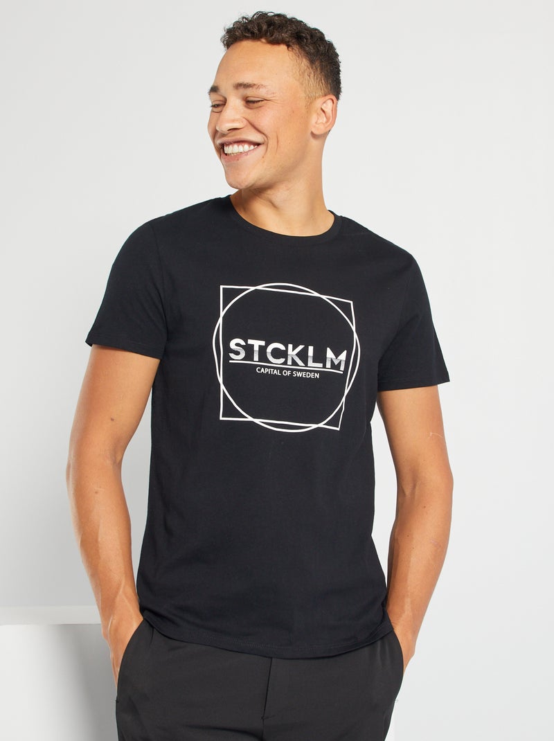 T-shirt imprimé noir/stockholm - Kiabi