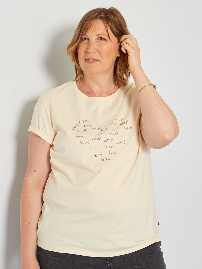 T-shirt imprimé 'Octobre Rose' beige - Kiabi