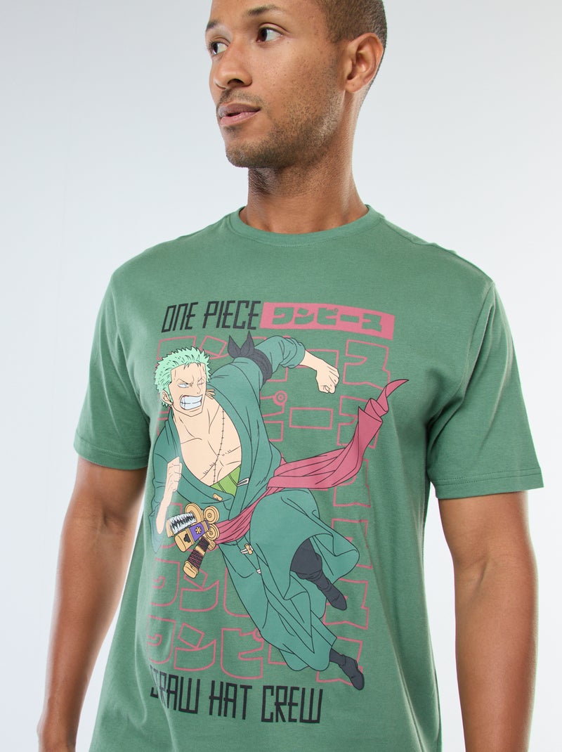 T-shirt imprimé 'One Piece' à manches courtes Vert - Kiabi