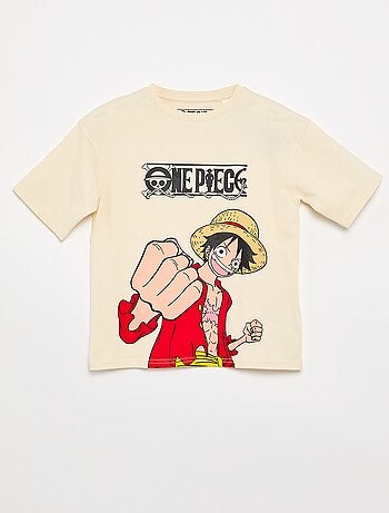 T-shirt imprimé 'One piece' manches courtes en coton