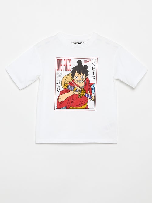 T-shirt imprimé 'One piece' manches courtes en coton - Kiabi