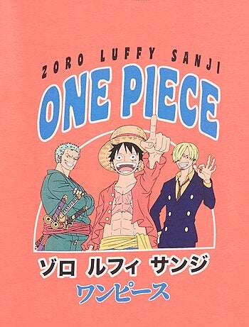 T-shirt imprimé 'One piece' manches courtes en coton