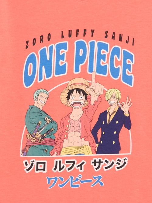 T-shirt imprimé 'One piece' manches courtes en coton - Kiabi