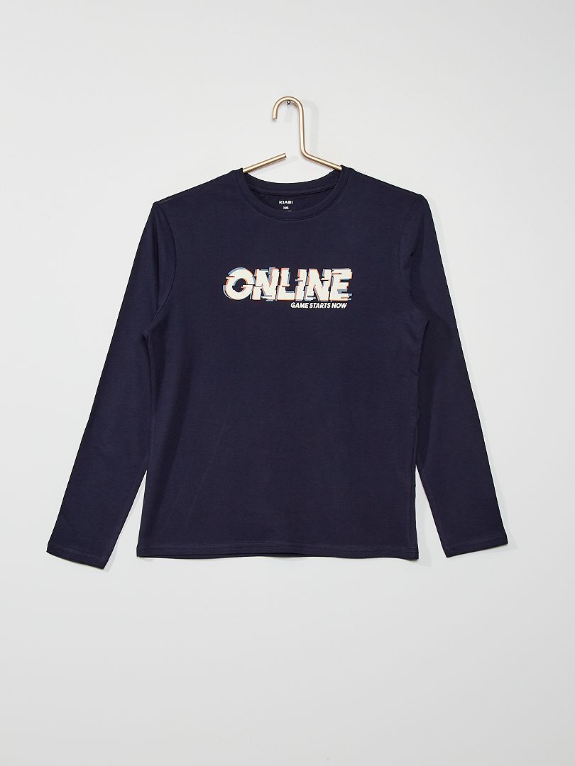 T-shirt imprimé 'online' bleu - Kiabi