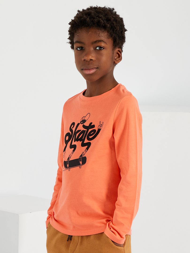 T-shirt imprimé orange - Kiabi