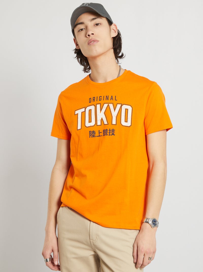 T-shirt imprimé orange - Kiabi