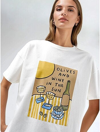 T-shirt imprimé oversize à col rond