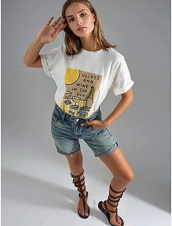 T-shirt imprimé oversize à col rond