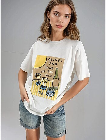 T-shirt imprimé oversize à col rond