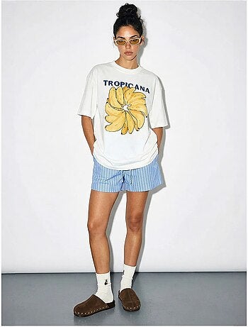 T-shirt imprimé oversize à col rond lucci