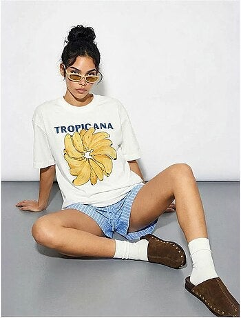 T-shirt imprimé oversize à col rond lucci