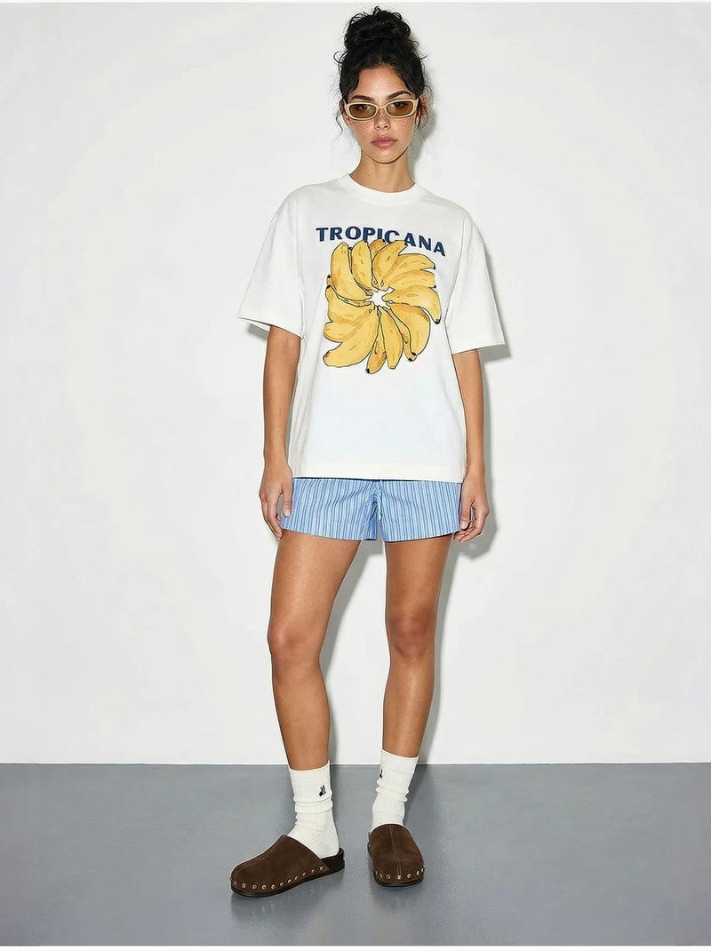 T-shirt imprimé oversize à col rond lucci Blanc - Kiabi