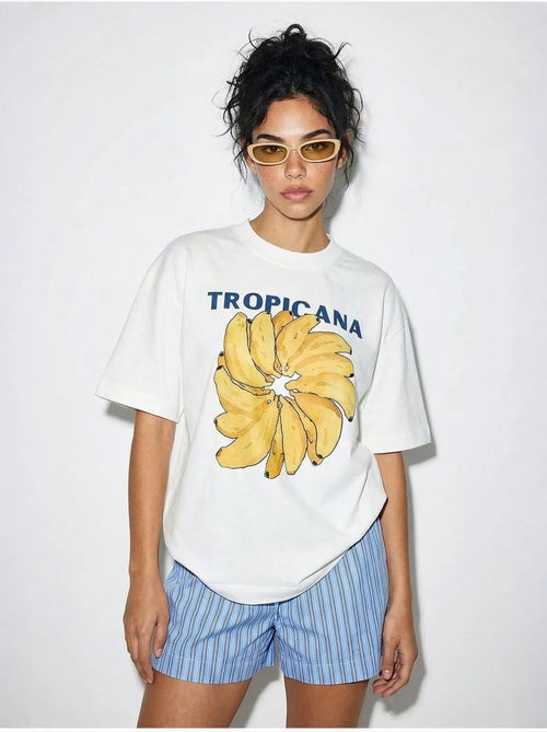 T-shirt imprimé oversize à col rond lucci - Kiabi T-shirt imprimé oversize à col rond lucci - Kiabi