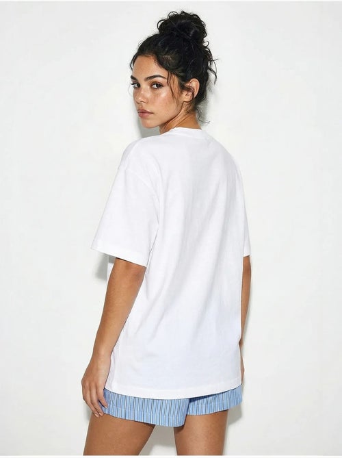 T-shirt imprimé oversize à col rond lucci - Kiabi T-shirt imprimé oversize à col rond lucci - Kiabi