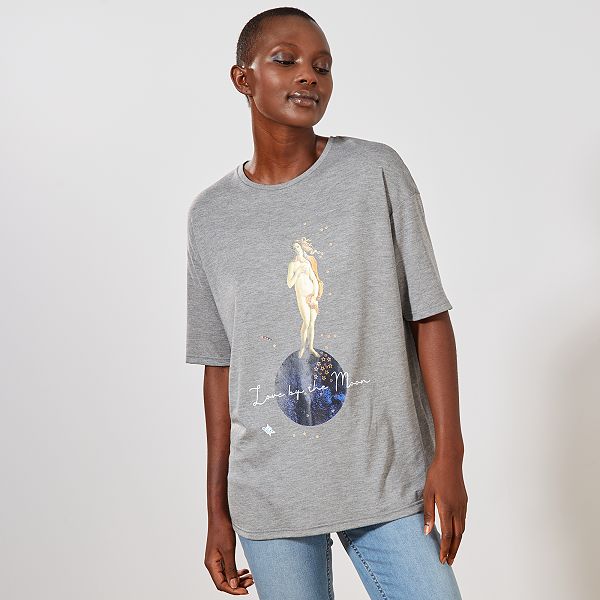T-shirt imprimé oversize Femme - gris - Kiabi - 8,00€
