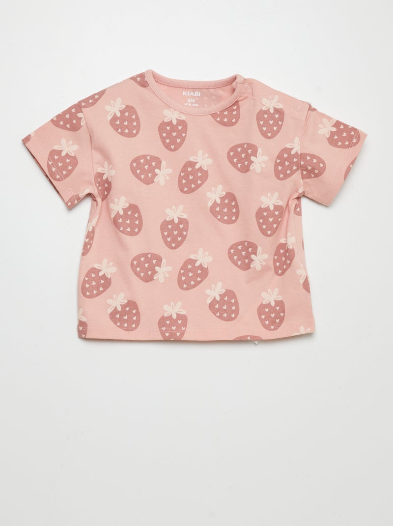 T-shirt imprimé oversize Rose fraises - Kiabi