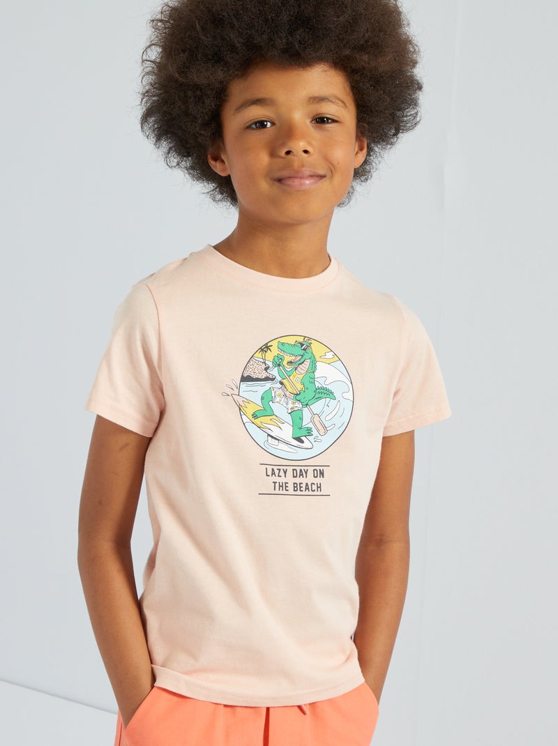 T-shirt imprimé 'Paddle' rose - Kiabi