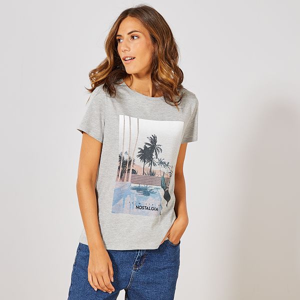 t shirt femme gris