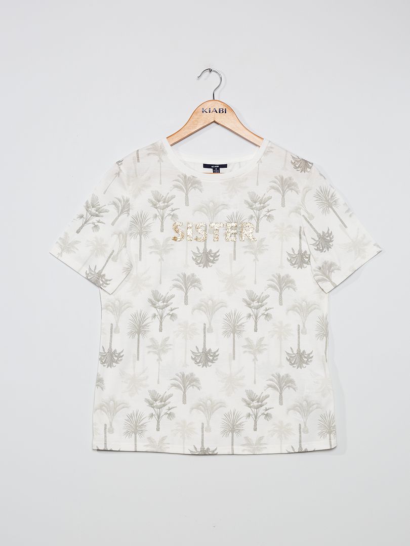 T-shirt imprimé 'palmiers' blanc sister - Kiabi