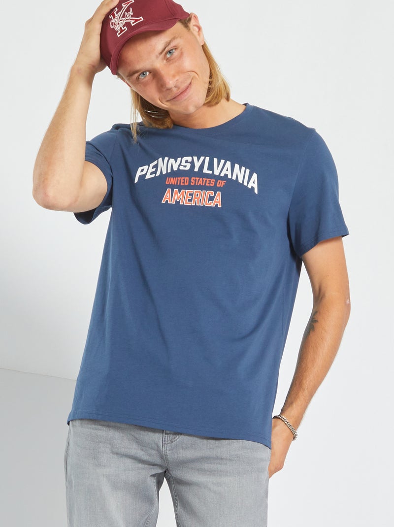T-shirt imprimé 'Pennsylvania' Bleu - Kiabi