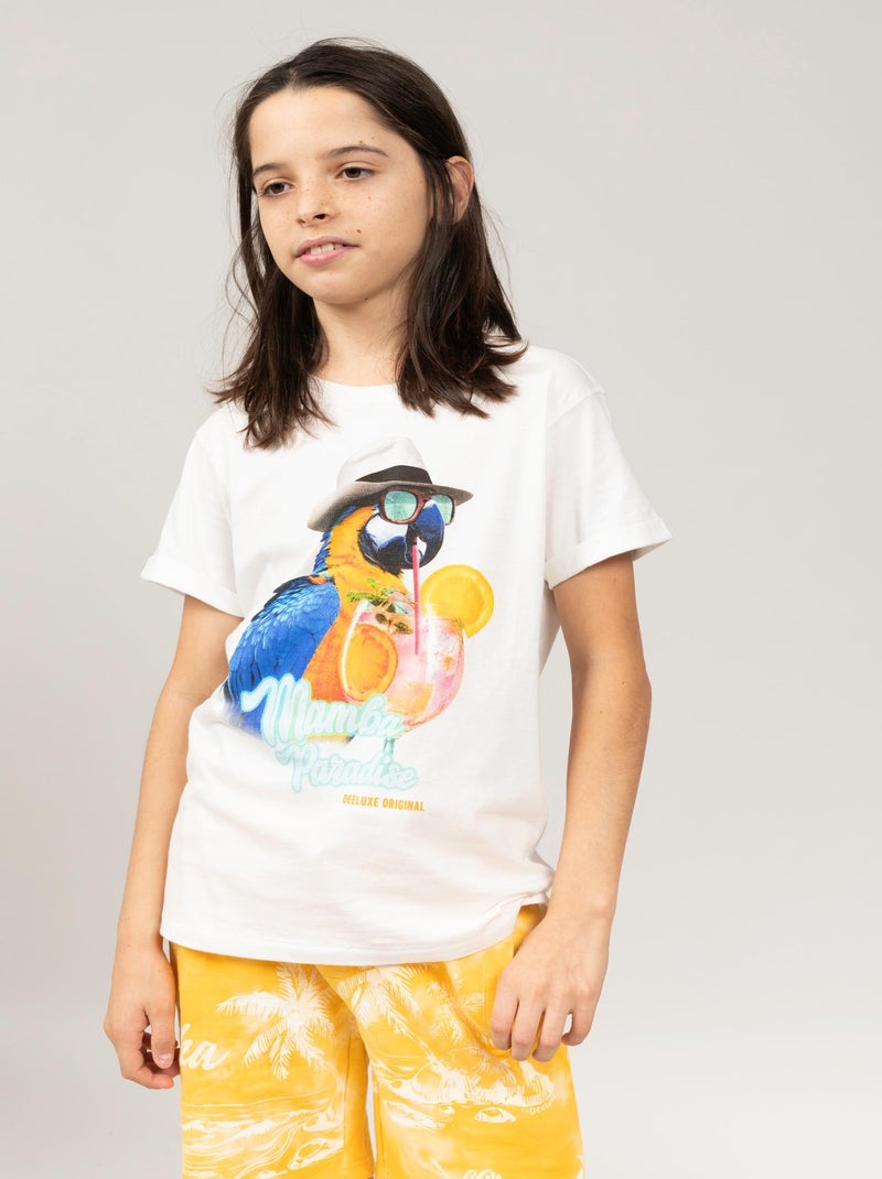 T-shirt imprimé perroquet 'Deeluxe' Blanc - Kiabi