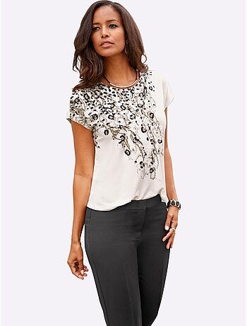 T-shirt Imprimé Petites Pierres Brillantes Fantaisie - Taille Standard - Witt
