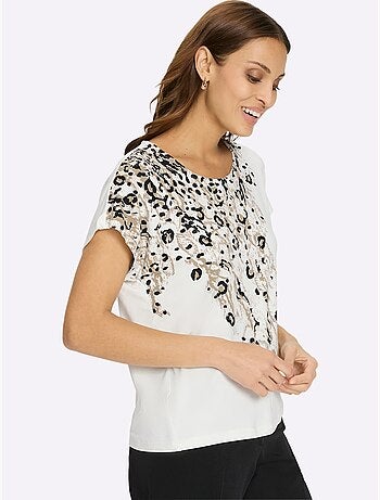T-shirt Imprimé Petites Pierres Brillantes Fantaisie - Taille Standard - Witt