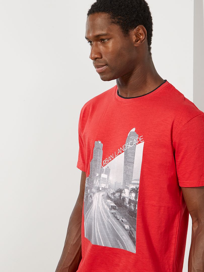 T-shirt imprimé photo rouge - Kiabi