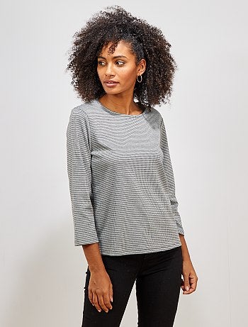 T-shirt imprimé pied de poule - Kiabi