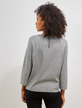 T-shirt imprimé pied de poule - Kiabi