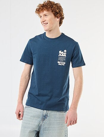 T-shirt imprimé placé en coton uni