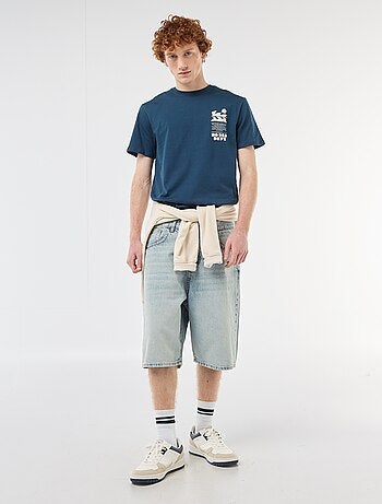 T-shirt imprimé placé en coton uni