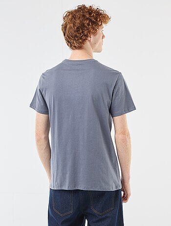 T-shirt imprimé placé en coton uni