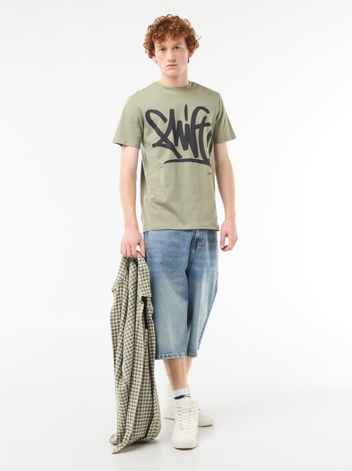 T-shirt imprimé placé en coton uni - Kiabi T-shirt imprimé placé en coton uni - Kiabi