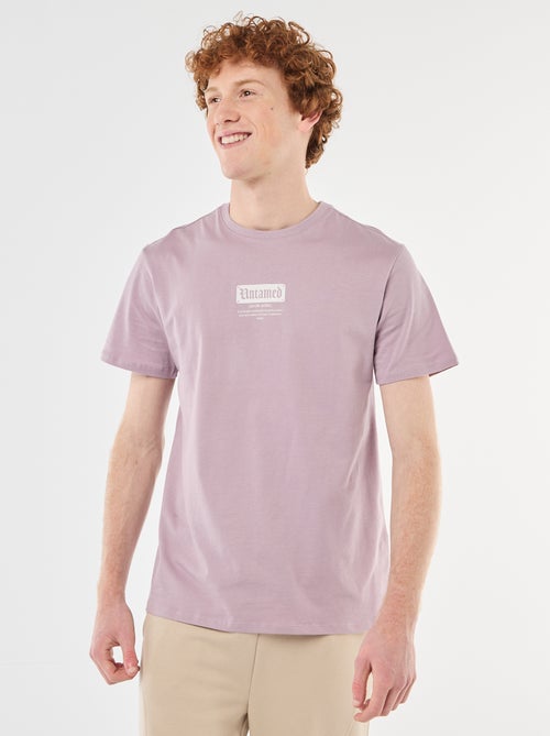 T-shirt imprimé placé en coton uni - Kiabi