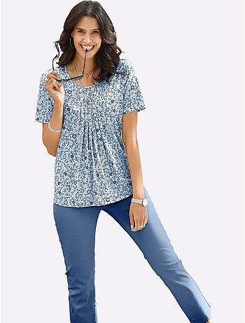 T-shirt Imprimé Plis Affinants à L'encolure - Taille Standard - Witt