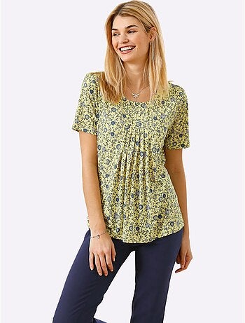 T-shirt Imprimé Plis Affinants à L'encolure - Taille Standard - Witt