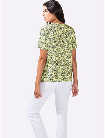T-shirt Imprimé Plis Affinants à L'encolure - Taille Standard - Witt