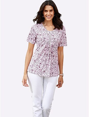 T-shirt Imprimé Plis Affinants à L'encolure - Taille Standard - Witt