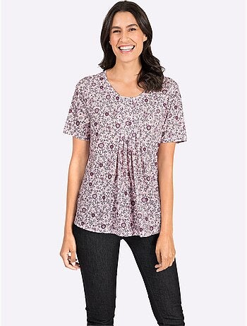 T-shirt Imprimé Plis Affinants à L'encolure - Taille Standard - Witt