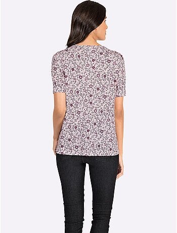 T-shirt Imprimé Plis Affinants à L'encolure - Taille Standard - Witt