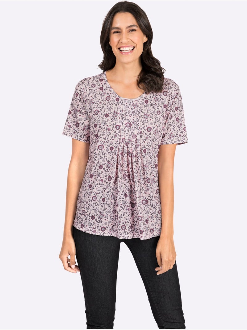 T-shirt Imprimé Plis Affinants à L'encolure - Taille Standard - Witt Rose clair - Kiabi