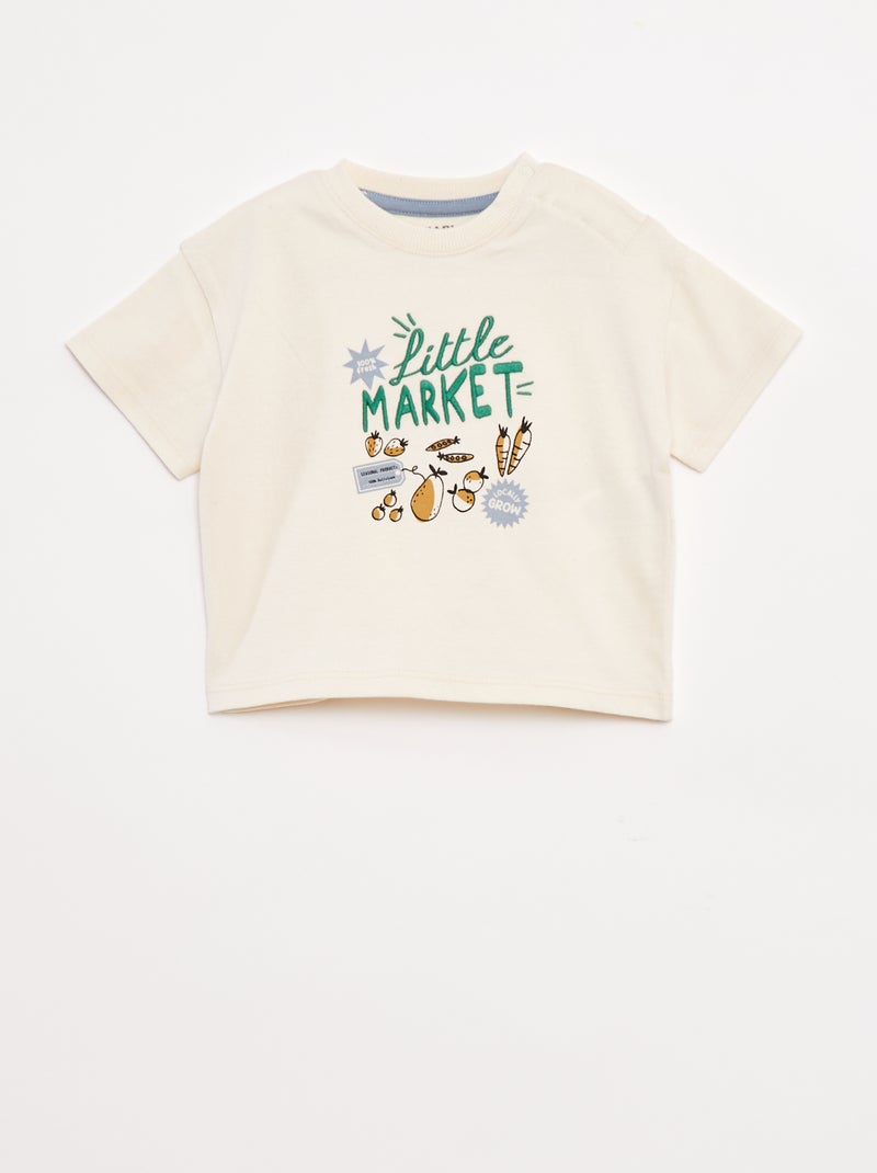 T-shirt imprimé poitrine & dos Blanc - Kiabi